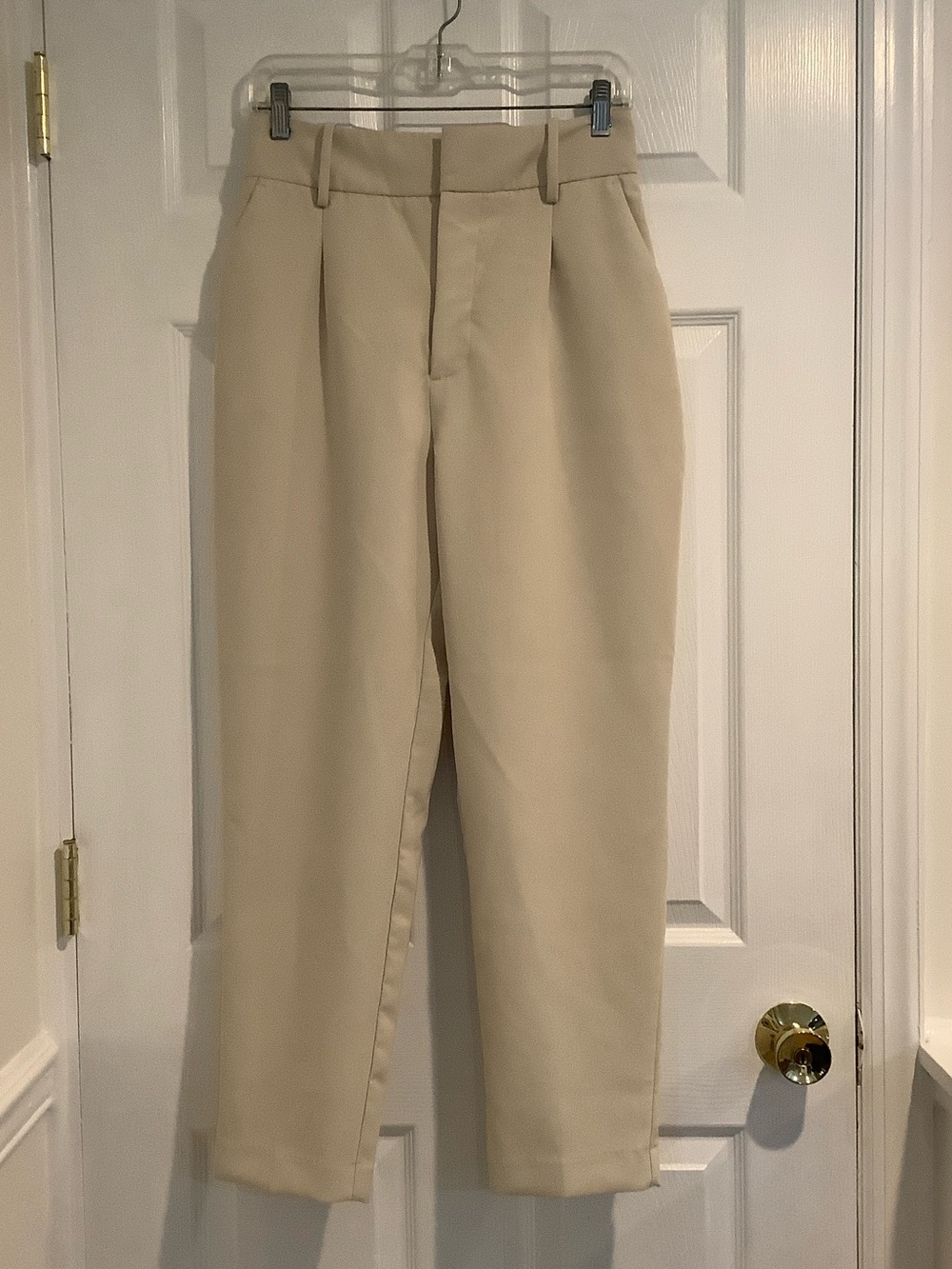 ZARA Off White/Cream Neutral Straight Leg Capsule Career Minimalist Dress Pants